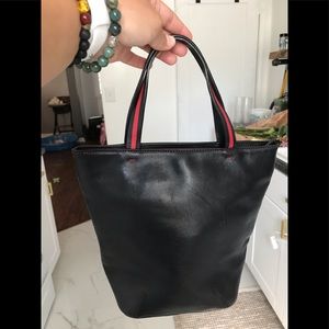 Black leather Ann Taylor tote